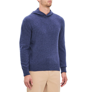 Pull en molleton tricoté à capuche zippé pour homme, coupe classique, couleur unie, décontracté, manches longues, écologique, bleu - Product Image 6
