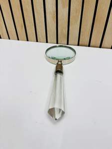 3'' Crystal Magnifying Glass In Brass Finish With Designer Crystal Handle - Product Image 6