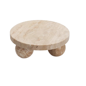 Support à gâteau en pierre de travertin beige naturel pour une présentation élégante, rehaussant la décoration intérieure avec une texture naturelle - Product Image 2