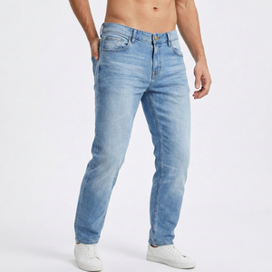 Pantalones Vaqueros de Mezclilla de Algodón Transpirable para Hombre, Corte Recto, Lavado Claro, Cintura Media, Ajustados, Casuales, para las 4 Estaciones, Hechos en Bangladesh - Product Image 6