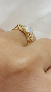 Bague de fiançailles en diamant taille ovale, or massif 18 carats, classique, pour femme, diamant naturel certifié GIA - Product Image 2