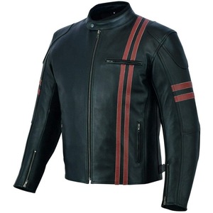 Veste de moto en cuir de vachette pour motards, équipement de conduite avec poches zippées. - Product Image 3