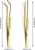 Pinzas culinarias profesionales de acero inoxidable, extra largas, dentadas, duraderas, herramienta de chef para manicura comercial, 2 uds.