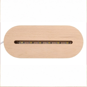 Artistic Gifts Modern LED Wooden Lamp Base with Personalized Oval Design USB Touch Control & Dimmable Warm White <b>Light</b> - Product Image 5