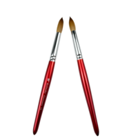 Pinceau à ongles en acrylique avec logo personnalisé, poils de Kolinsky, manche en bois rouge, outils de salon pour techniciens en ongles, création d'art des ongles