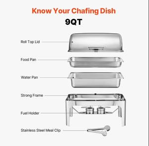 Juego de Recipientes para Buffet Rectangulares de Acero Inoxidable de 9 Qt con Tapa Enrollable, Calidad de Restaurante, al Mejor Precio - Product Image 5