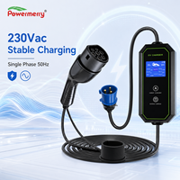 Chargeur EV portable 7kW 32A Mode 2 230Vac IP67 avec protection contre les fuites RCD, écran LCD et courant réglable pour la recharge à domicile