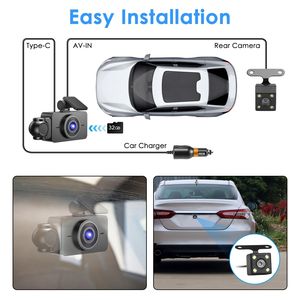 Dash Cam a 3 Canali 1080P Full HD per Auto, Telecamera Frontale Grandangolare 140 Gradi, Telecamere Interne e Posteriori 480P 360 Gradi, Memoria 512GB IPS - Product Image 4