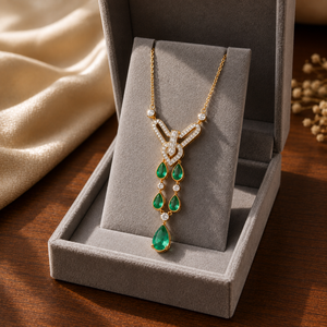 Collar con Colgante de Moissanita en Forma de Pera, Gema Verde, Cadena de Eslabones Chapada en Oro Amarillo, Joyería de Diamantes para Mujer - Product Image 4