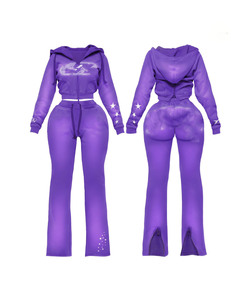 Conjunto de pantalón y top corto de nailon y spandex acanalado premium de 280 GSM, color rosa brillante, ajuste sin costuras, logotipo con transferencia térmica, ropa elástica personalizada para mujer - Product Image 3