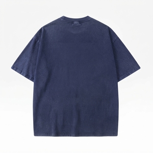เสื้อยืดแขนสั้นสีน้ำเงินทรงโอเวอร์ไซส์สำหรับผู้ชาย ผ้าคอตตอนเจอร์ซีย์ พิมพ์ลายกราฟิก คอกลม สไตล์สตรีทแวร์ - Product Image 6