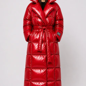 OEM Custom Logo Winter Extremely Warm Long <b>Line</b> Puffer Quilted Jacket Women Hooded <b>Coat</b> Waterproof Windproof Thermal Outerwear - Product Image 1