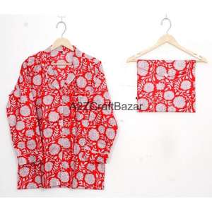 Ensemble de pyjama d'hiver romantique de luxe 100% coton pur pour femmes, manches longues, tricot doux, 2 pièces, vêtements de maison - Product Image 2