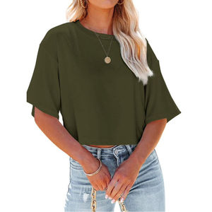 Camisetas Cortas Blancas Vintage de Algodón Oversize con Gráficos y Cuello Redondo para Mujer, Tallas Grandes, con Logotipo Tejido, Venta al por Mayor, Personalizadas, de Alta Calidad - Product Image 3