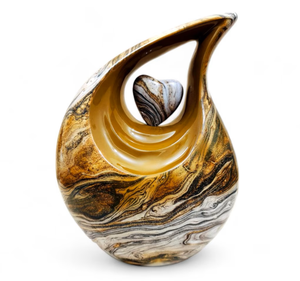 Urnas de Cremación para Adultos con Forma de Lágrima y Corazón, Acabado Verde Colorido Antiguo, para Cenizas Funerarias, Metal, Latón/Aluminio - Product Image 4