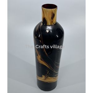Jarrón de Metal Moderno Hecho a Mano con Acabado Negro y Diseño de Espiral Dorada, Jarrón Decorativo para Mesa, Elegante Adorno para el Hogar - Product Image 1