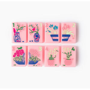 Pink Acrylic <b>Mahjong</b> Tiles Single Layer Note Pattern Game <b>Set</b> Customizable Four Player Home Use - Product Image 2
