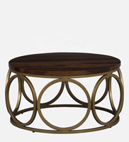Table centrale en bois de la meilleure qualité avec base en métal enduit de poudre bonne conception 2025 article de luxe moderne en gros meilleure vente