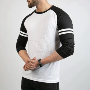 Camiseta de Béisbol de Manga Larga para Hombre, Cuello Redondo, Blanca y Negra, Manga Completa, Absorbe la Humedad, Poliéster, Corte Ajustado, Ropa Deportiva - Product Image 6