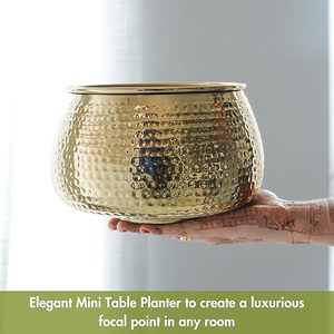 Moderno Florero de Metal Dorado con Planta Artificial de Monstera y Orquídea para Decoración de Interiores de Escritorio - Product Image 2