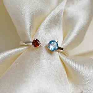 <b>Garnet</b> Aquamarine 925 Sterling <b>Silver</b> High Polish Finish Handmade Gemstone Wedding <b>Ring</b> for Her Birthstone Jewelry - Product Image 2