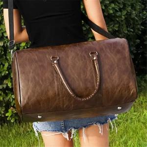 Bolsa de Viaje de Cuero Grande, Bolsa de Deporte Independiente, Bolso de Mano, Bolsa de Hombro, Negra, para Hombre, con Cierre - Product Image 6