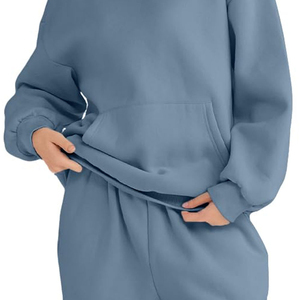 Sudadera con Capucha Oversize para Mujer, Manga Larga, Forro Polar, Estilo Casual Deportivo, Ajuste Holgado, Ropa Deportiva para Entrenamiento y Gimnasio, Azul - Product Image 5