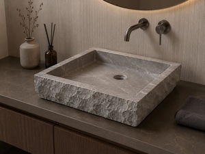 Vasque rectangulaire en marbre naturel, sculptée à la main, moderne, pour salle de bain de luxe, hôtel, meuble-lavabo, usage domestique, fournisseur en gros - Product Image 5