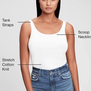 Camiseta sin mangas acanalada para mujer, ligera, transpirable, sin costuras, con cuello redondo, logo frontal, corte casual recortado, 100% algodón - Product Image 4