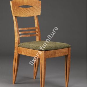 Luxury Handcrafted Solid Wood Dining Chair Modern Minimalist Cutout <b>Back</b> Green Upholstered Seat - Product Image 3