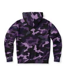 Sweat à capuche streetwear camouflage violet, imprimé intégral audacieux, en polaire performante, vente en gros, pull camouflage pour homme, sweat à capuche urbain violet - Product Image 2