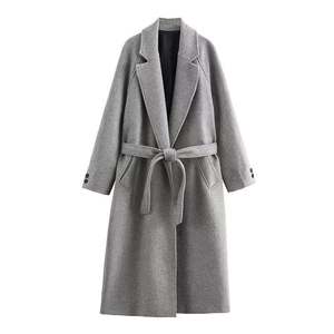 Elegante Abrigo Largo de Algodón y Lana, Chaqueta de Invierno, Corte Entallado, Gabardina de Moda para Mujer, Ropa Casual - Product Image 1