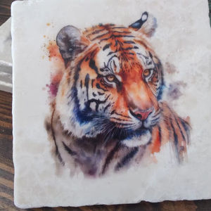 Sous-verres en marbre motif tigre, style rustique, art animalier safari, sous-verres de table, décoration intérieure - Product Image 1