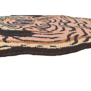 Hand Tufted Wool <b>Tibetan</b> <b>Tiger</b> <b>Rug</b> 2X3-Pink Black Low Pile Living Room Carpet - Product Image 6