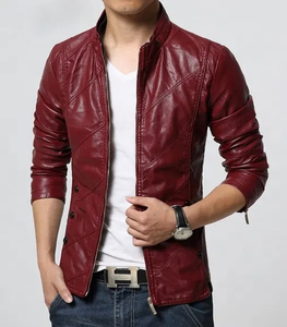 Men's Best Quality <b>Leather</b> Stand Collar Zipper <b>Jacket</b> All Colors Sizes Breathable and Anti-Bacterial <b>Winter</b> <b>jacket</b> for men - Product Image 4