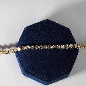 Pulsera de tenis de oro macizo de 14K con diamantes de corte redondo cultivados en laboratorio para mujer, pulsera de boda de oro macizo delicada, elegante regalo de joyería - Product Image 6