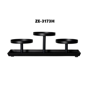Portavelas de Hierro Hecho a Mano para Accesorios de Mesa de Centro de Diseño ZE-3173H, Portavelas Redondo de Bambú Negro para Decoración Navideña del Hogar - Product Image 1
