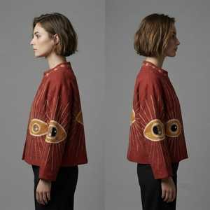 Chaqueta Corta de Mujer Hastkala, Bordada a Mano con Diseño Floral, 100% Algodón Tejido, Cuello Mandarín, Manga Larga, Estilo Boho, Otoño - Product Image 4