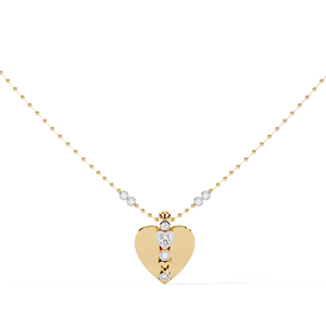 Classic 14K <b>Solid</b> <b>Gold</b> Heart and Round Cut Set Lab Diamond Solitaire <b>Pendant</b> Necklace for Women Party Gift - Product Image 1