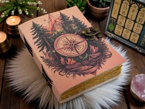 สมุดบันทึกปกหนังทำมือ Herb Heritage Tree Life Adventure Compass Travel Diary - 200 แผ่น กระดาษสีน้ำสำหรับวาดภาพ - Product Image 6