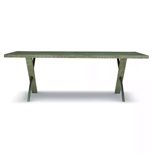 Mesa de comedor moderna de estilo rústico para el hogar, restaurante o cocina, con diseño de patrón de listones de madera maciza de mango, forma de X y dos patas. - Product Image 4