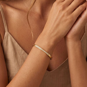 Unisex 925 <b>Silver</b> Plated Moissanite <b>Charm</b> <b>Bracelets</b> Round Brilliant Cut Channel Setting Trendy Gift Everyday Wear - Product Image 2