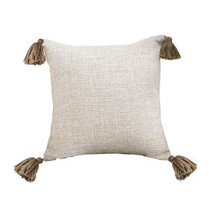 Funda de Almohada Decorativa de Lujo de 50 cm, Tejido de Punto Acanalado Beige, Funda de Cojín Suave de Algodón Texturizado para Sofá Cama, Decoración del Hogar - Product Image 2