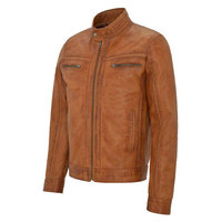 Blouson Bomber en Cuir de Vachette Marron Écologique pour Homme, Col Montant, Fermeture Éclair, Manches Classiques, Couleur Unie, Grande Taille