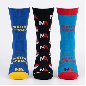 Chaussettes North Approach pour homme, bleu noir bleu clair, motif lettres, respirantes, chaussettes décontractées d'été pour adultes - Product Image 1