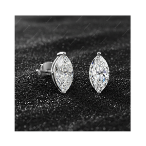 ต่างหูเพชรทรงมาร์ควิส 2.0 กะรัต ผลิตในห้องปฏิบัติการ ได้รับการรับรองจาก GIA IGI ชุบทองคำแท้ 925 สำหรับเขาและเธอ ของขวัญคริสต์มาส - Product Image 1