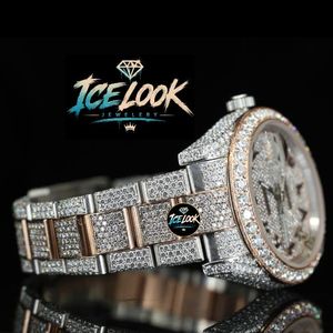 นาฬิกาข้อมือผู้ชาย ICE LOOK หรูหรา ตัวเรือนสแตนเลสประดับเพชรโมอิสซาไนต์ ระบบควอตซ์ แสดงวันที่ สายสแตนเลส - Product Image 3