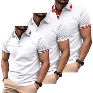Polo en tricot à manches courtes pour homme, couleur unie, style décontracté avec design - Product Image 6