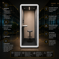 Intelligente Moderne Aluminium-Rahmen Telefonkabine für Privates Arbeiten im Bürogebäude & Home Office