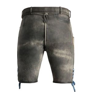 Men's Bavarian Leather Shorts Embroidered <b>Animal</b> <b>Pattern</b> Button Fly Vintage Style Mid Waist Bermuda Length lederhosen Shorts - Product Image 3